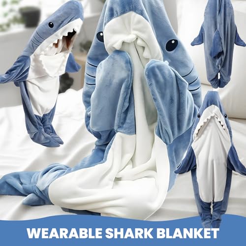 Shark Blanket Hoodie Onesie,Wearable Shark Blanket Soft Cozy Shark Onesie,Shark Costume for Adult Shark Sleeping Bag Xl: for 61-67 Inch Height
