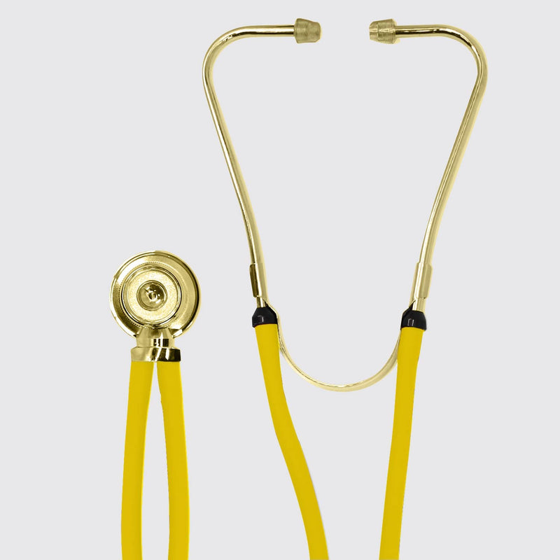 [Australia - AusPower] - Dixie Ems Sprague-Rappaport Type Two Tube Stethoscope – Yellow with Plated Gold 