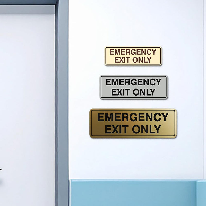 Signs ByLITA Standard Emergency Exit Only Sign - Easy Installation | Durable Wall or Door Sign (Black) - Large 2 Pack 3 x 9" - Large (2 Pack) Black