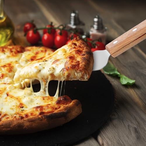 12 Pcs Pizza Server Spatula Pie Servers Spatula With Wooden Handle Shovel Stainless Suitable For And Easy to Grip Pizza Spatula Pie Knife Cake Servers