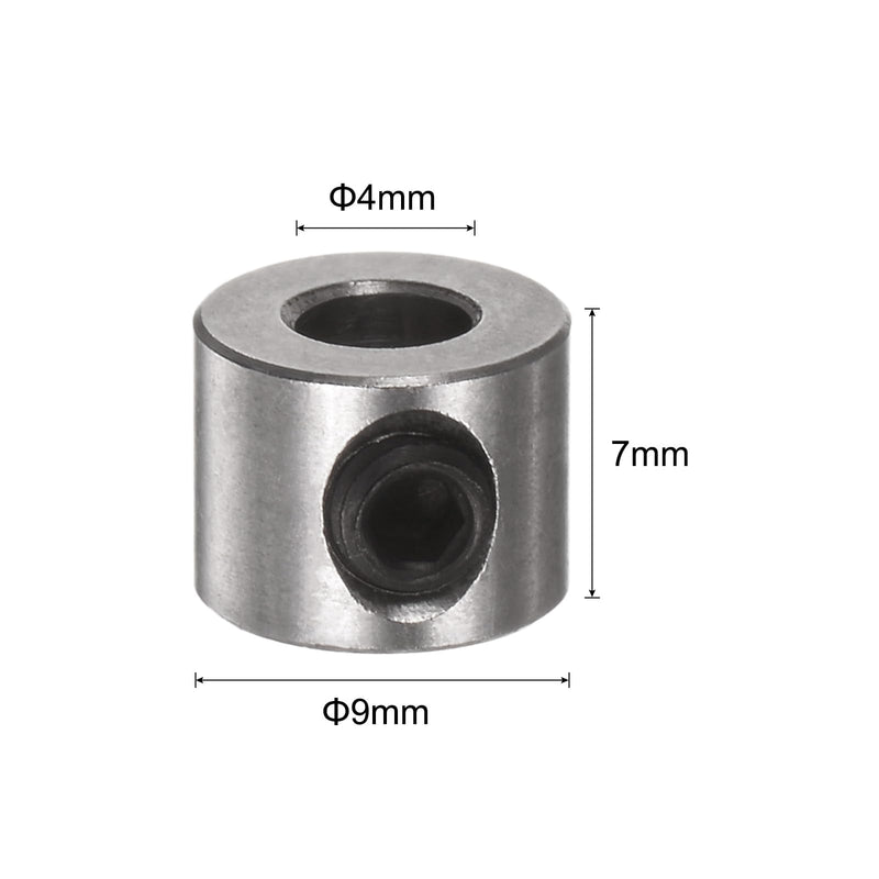 [Australia - AusPower] - uxcell 10pcs Set Screw Collars 4mm Bore Stainless Steel Shaft Collars, 9mm OD, 7mm Width, Landing Gear Stopper Wheel Collar 