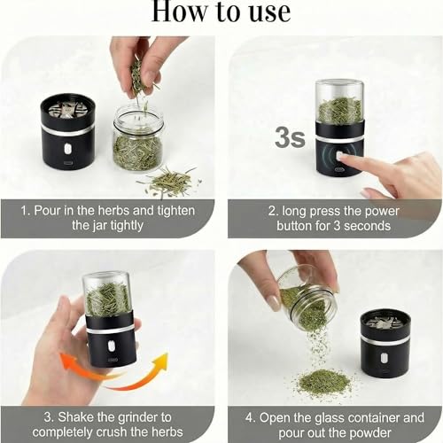 Upgraded Mini Electric Grinder Spice Smart Herb 400 mAh with 50ml Jar,Easy to Carry(Grinder) small