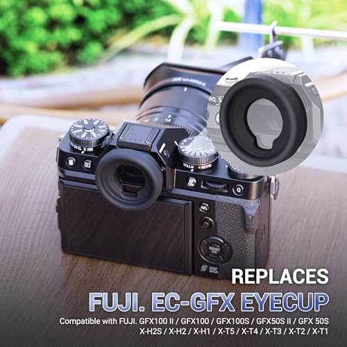 JJC EC-GFX Round Eyecup Eyepiece Viewfinder for Fuji X-T5 X-T4 X-T3 GFX100 Fuji EC-GFX Eyecup Replacement Black