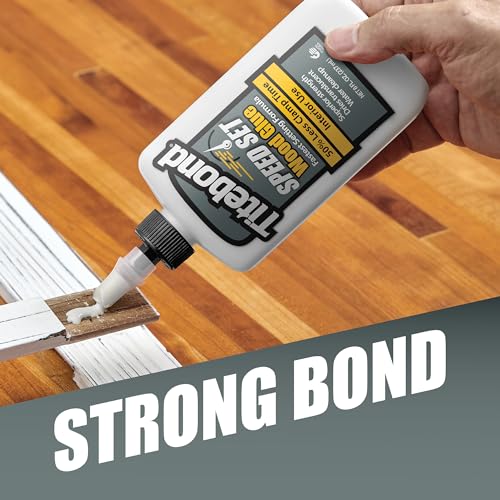 Titebond Speed Set wood glue 8 oz bottle, fast-setting PVA adhesive with 15-minute clamp time