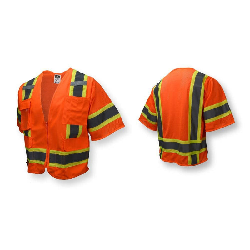 Radians SV63OXL Polyester Class 3 Two Tone Surveyor Safety Vest, X-Large, Orange, One Size