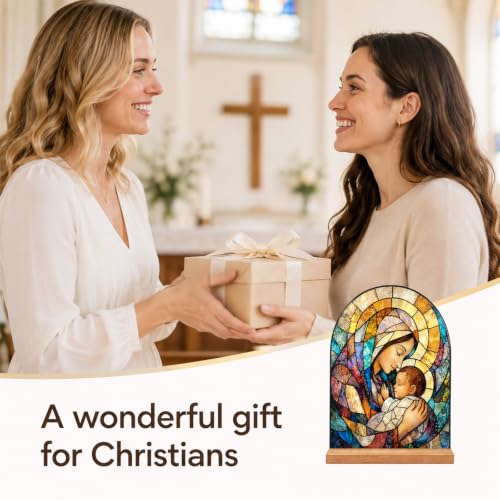 Colourful Virgin Mary and Baby Jesus Acrylic Plaque Desktop Ornaments