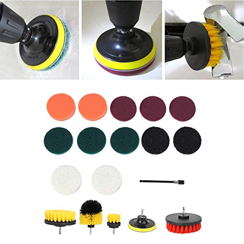 Latest 18Pcs Electric Drill Brush Set Multifunction Power Cleaner Scrubber Attachments Home Cleaning Supplies Suitble for Cleaning Bathtub, Grout