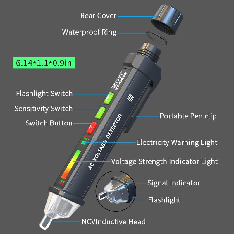 [Australia - AusPower] - Non Contact Voltage Detector Electrical Tester Pen Voltage Tester 12V-1000V Dual Sensitivity LED Alert Reliable Wire Power Tester Buzzer Alarm Wire Breakpoint Finder 