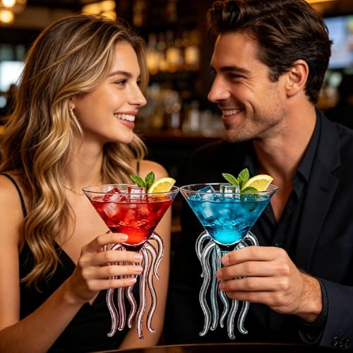 GAOGAO Octopus Cocktail Glass Creative Drinkware Bar Goblet Tools Snifters (Huge 2 Transparent) 8.5 Ounces Huge 2 Transparent (250ml)