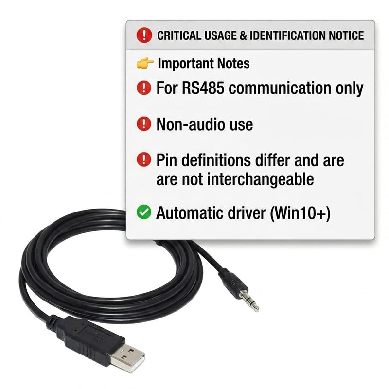 USB to 2.5mm Audio Jack RS485 Cable 1.8m for Brooks MFC Flow Meter PC Communication