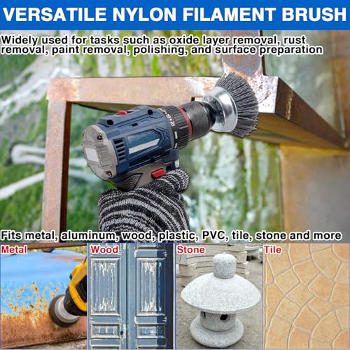 ZMCYNG nylon drill brush set with 9 abrasive filament wire bristle wheel and cup brushes