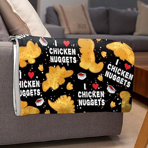 Chicken Nuggets Blanket - Ultra Soft Dino Nugget Flannel Blanket for Kids - Funny Food Blanket Home Decor for Bed Couch Living Room - Novelty Gift for Boys Girls,60"x80" for Adults Chicken Nugget Blanket 80"x60" for Adults