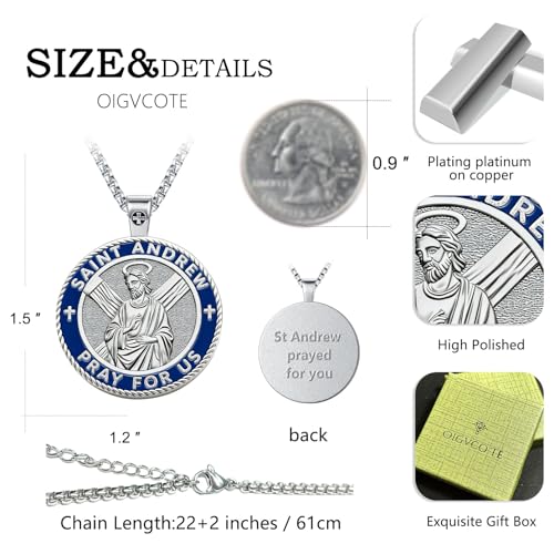 Saint Andrew Medal Necklace Catholic Saint Pendant Religious Jewelry Gift Silver