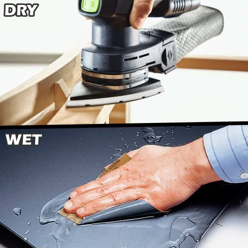 Sandpaper Set, Emery Paper Fine 5000 3000 2500 2000 1500 1200 1000 800 Wet and Dry Sandpaper for Car, Wood Furniture, Metal, Stone, Varnish, Glass, 23 x 28 cm (Pack of 16) 16 pieces: 800-5000