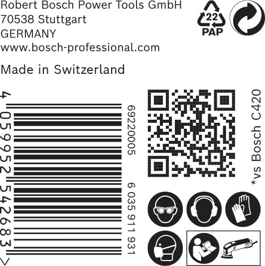 Bosch 50 x Expert C470 Sanding Sheets (for Paint on Wood, Hardwood, Diameter 93 x 93 mm, Grit 120, Professional Accessories Delta Sander) Körnung 120 Pack of 50