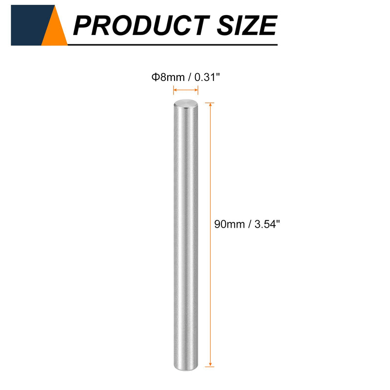 HARFINGTON 25pcs Dowel Pins, M8 x 90mm 304 Stainless Steel Cylindrical Shelf Support Peg Pin Rod Fasten Elements for Metal Devices Wood Furniture DIY Installation, Silver 25