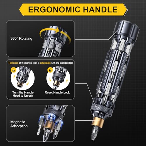 Jorest 19-in-1 multibit screwdriver in black and gold for home repairs
