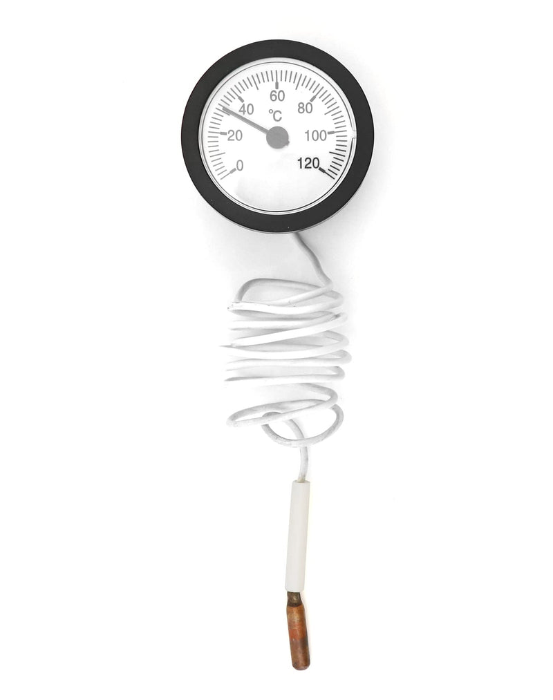 QWORK Thermometer with Sensor Capilar Used for Boilers, Heating and Cooling Systems, Capillary 1000 mm, 0-120 °C