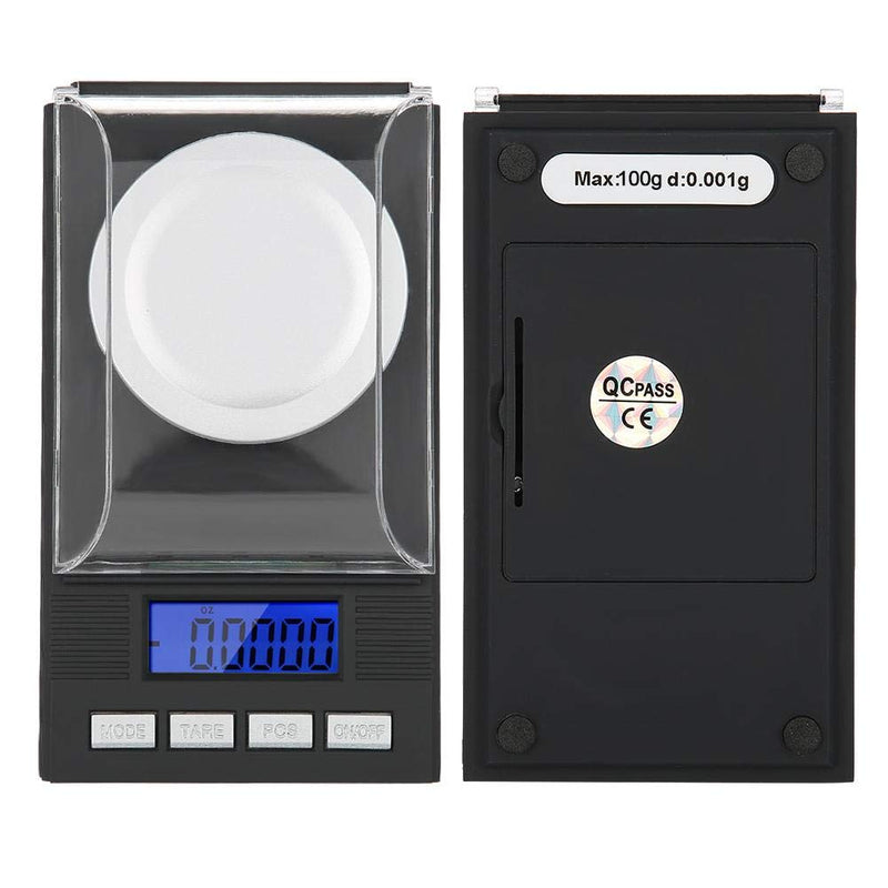 [Australia - AusPower] - Digital Milligram Jewelry, LED Digital Display Mini Portable High Precision 0.001g Pocket Jewelry with Calibration Weights Tweezers and Weighing Pans (100g) 