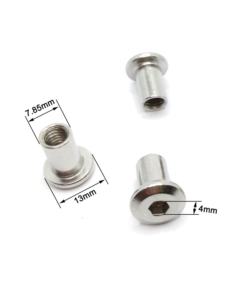 [Australia - AusPower] - Screw Post Fit for 5/16 inch(8mm) Hole Dia, Male M6x10mm Female 12mm Hex Drive Binding Bolts for Leather Wood Furniture, Stainless Steel Silver 5 Sets M6x10 