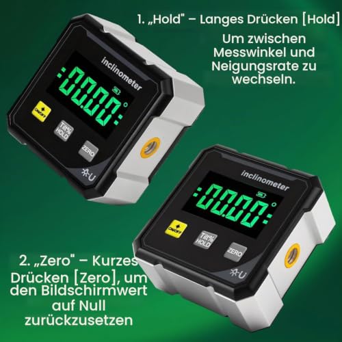 Digital Protractor with Laser, 4-Sided Magnetic Digital Spirit Level, Inclinometer Digital with LCD Display, IP54 Waterproof, Electronic Spirit Level for Woodworking, Construction, Decoration