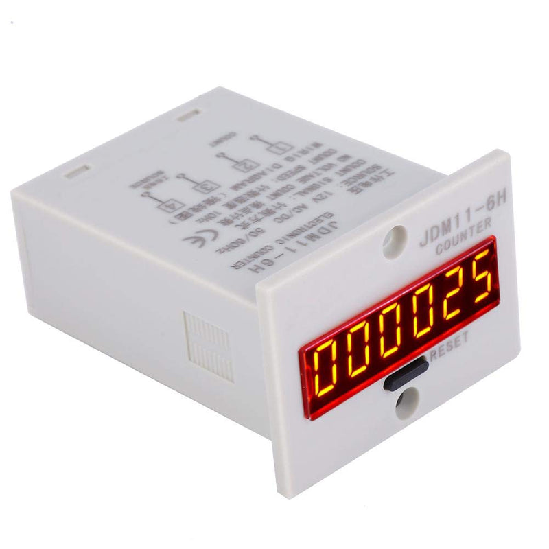 Electronic Counter,JDM11-6H No Voltage Counter 6 Digits Electronic LED Digital Display Counter Relay(AC/DC12V)