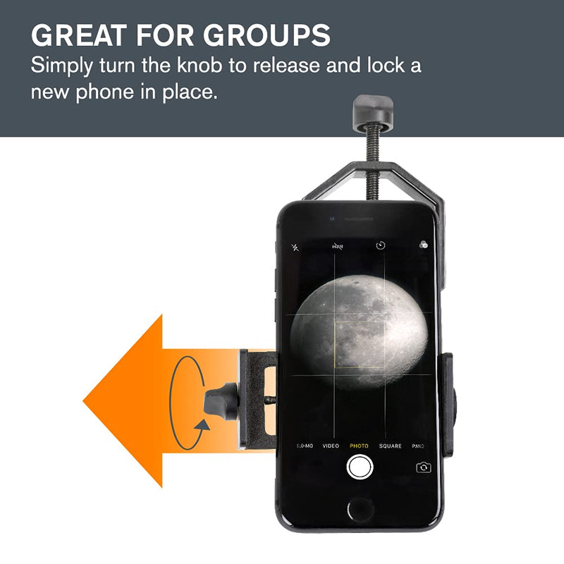 [Australia - AusPower] - Celestron – Smartphone Photography Adapter for Telescope – Digiscoping Smartphone Adapter – Capture Photos and Video Through Your Telescope or Spotting Scope Eyepiece 