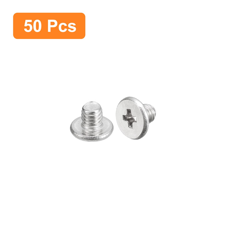 [Australia - AusPower] - uxcell M3-0.5 x 3mm 50Pcs Flat Round Head Screws 304 Stainless Steel Phillips Drive Machine Screws Hardware Fastener for Furniture Connection 