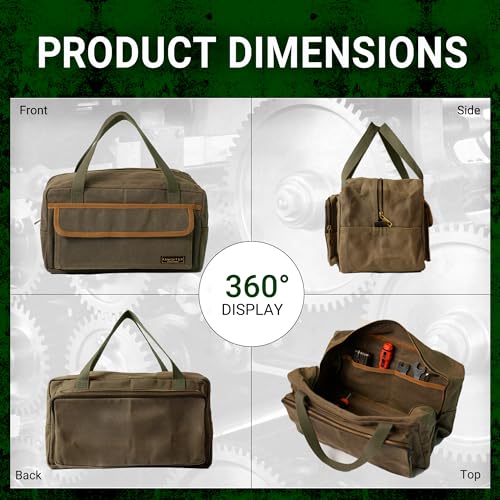 Kamiditer ArmyGreen retro handled utility small tote tool bag with contrasting color accents