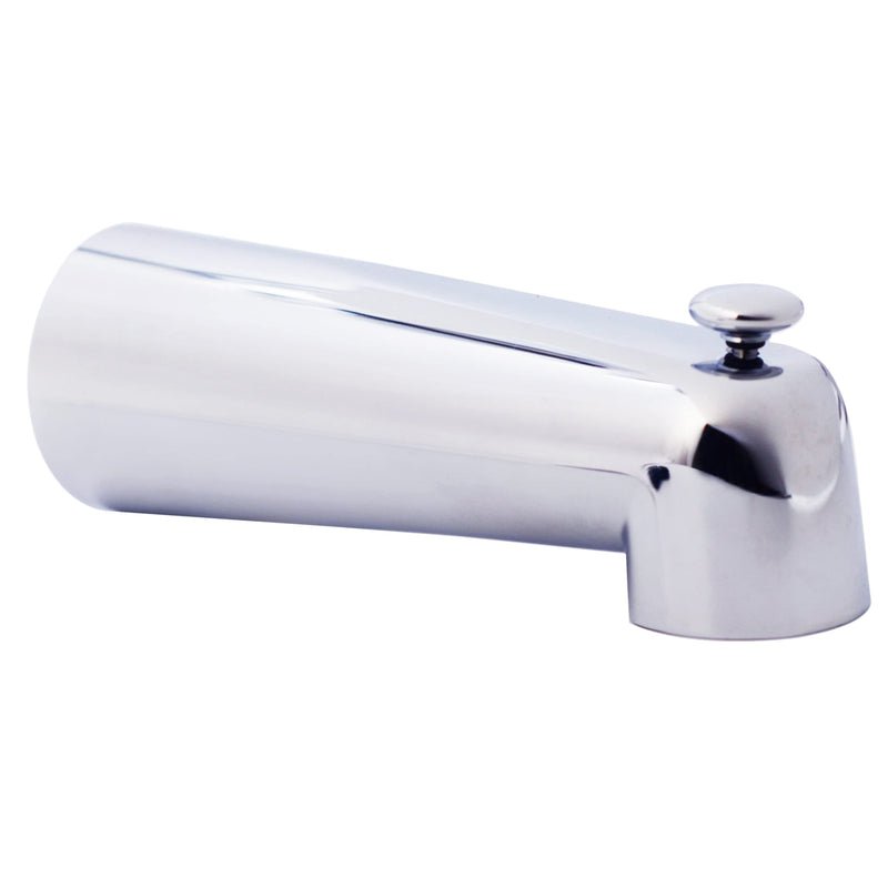 Westbrass A507D-1F-26 A507D-1F 7" Reach Wall Mount Tub Spout with Diverter, Polished Chrome