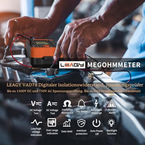 VICTOR VC60B+ Digital Insulation Resistance Tester Megohm Meter DC250/500/1000V AC750V Orange with Black by VICTOR