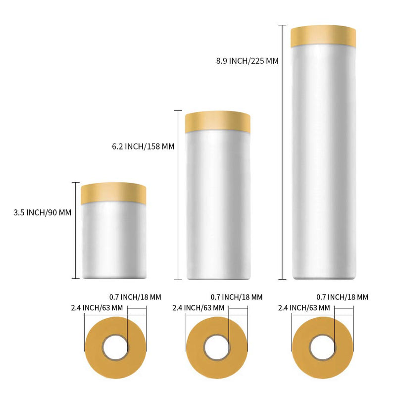 MyLifeUNIT Tape and Drape, Assorted Masking Film for Automotive Painting Covering Bundle