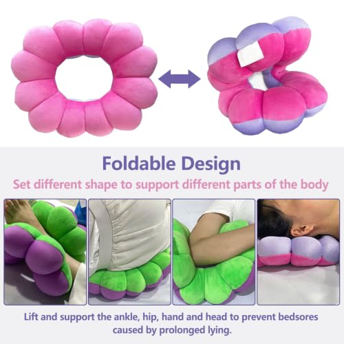 Bed Sore Cushion for Pressure Relief, Donut Pillow for Sitting Sleeping, Flower Positioning Pillow for Ear, Elbow, Leg Support, Desk Nap Pillow for Office, Home, Travel (Magenta & Purple) Magenta & Purple