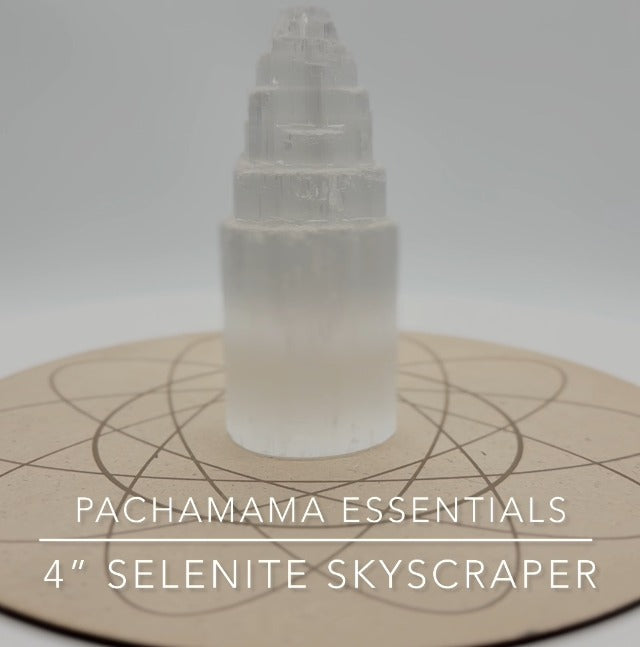 Pachamama Essentials Selenite Tower 4" Tall Skyscraper Healing Crystal Stone Reiki Meditation Energy Protection (Small, 2, Count)