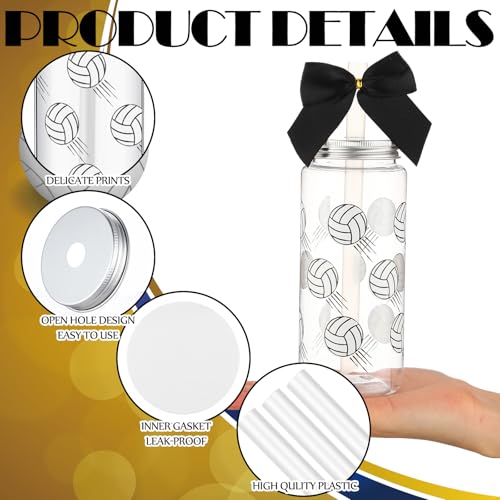 Skylety 20 Set Volleyball Party Favors 20 Pcs 13.5 oz Plastic Reusable Tumbler Cups with Lid and Straw 20 Pcs Bracelets for Volleyball Team Gifts Birthday School Sports Party Reward Gifts(Black) Black