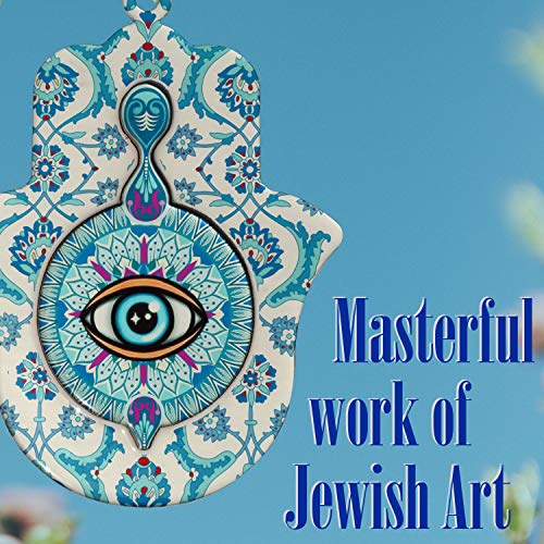 Evil Eye Decor | Hamsa Hand of Fatima ojo turco Nazar Amulet Hanging Priestly Blessing Protection for Home & Gift (6.5" - Blue Eye)