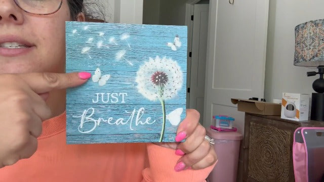 Dandelion Wooden Box Sign, Inspirational Wooden Desk Décor for Home Brown2