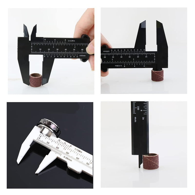 T&B 5pcs Mini Jewelry Vernier Calipers 150mm Double Scale Plastic Vernier Caliper Measuring Tool Black