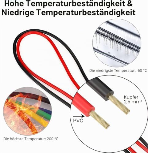 Gebildet 2 x Banana to Banana Plug Test Lead Set, 4 mm Stackable Banana Plug Wire Test Cable for Multimeter, Electrical Test Cable 1000V/15A (Red/Black) Getaway Solids