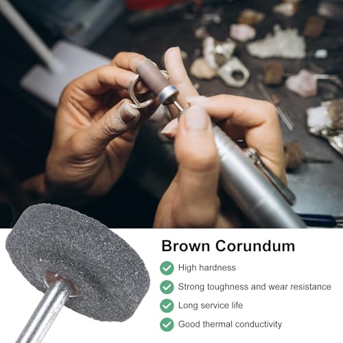 M METERXITY Pack of 3 Whetstones with Attachment 1/4 Inch (6 mm) Shaft Aluminum Oxide Polishing and Grinding Drill for Rotary Tools 1.57 Inch (40 mm) Diameter 80 Grit Tip [Grey] 40mm