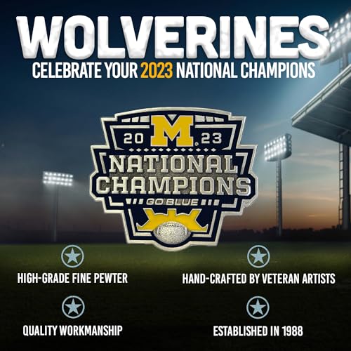 Heritage Pewter Michigan Wolverines 2023 Football National Champions Double Old Fashion | Double Rocks Glass 14 OZ for Liquor | Expertly Crafted Pewter Glass
