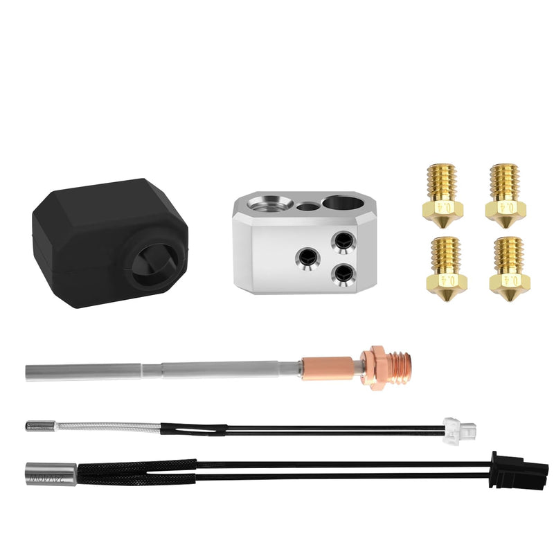 Hotend Print Head Extruder Kit for Prusa I3 MK4, 3D Printer Assembled Hot End Kit Replacement with Thermistor, Heater Cartridge, Heating Block, Brass Nozzle and Silicone Cover