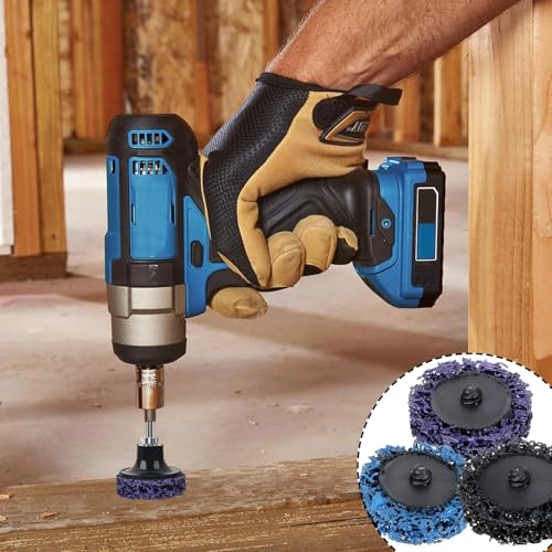 CSD Sanding Disc, 21 Pieces, 2 Inch 50 mm Coarse Cleaning Disc | Cleaning disc set drill with two pull rods, coarse cleaning disc for rust removal or polishing (3 colors)