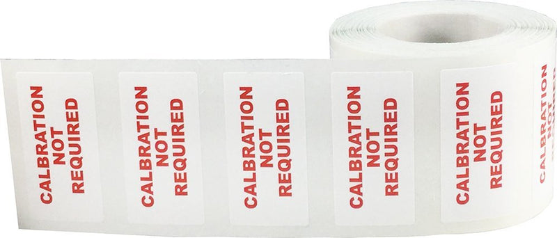 White and Red Calibration Not Required Labels, 3/4 x 1 1/2 Inch Adhesive Stickers, 500 Total Labels on a Roll for Equipment Identification, Quality Control, and Compliance – Made in the USA