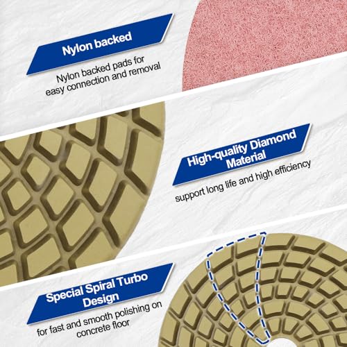 Diatool Diamond Resin Bond Concrete Polishing Pads for Concrete 10cm Pack of 12 Grit 200