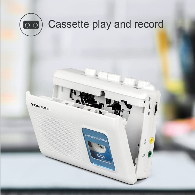 [Australia - AusPower] - Portable Cassette Player Tape Recorder Walkman with Built-in Speaker,Microphone,Headphone Jack-, 4.57 x 3.54 x 1.38inch white 