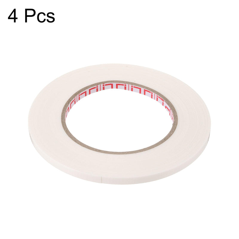 HARFINGTON 4 Rolls White Electrical Tape 1/4" x164ft(6mmx50m) 0.2mm Thick Thick Vinyl Wire Harness Cloth Tape Heat Resistant & High Adhesive for Electrical Repairs Cable Fixed Carpet Seaming 1/4"x164ft