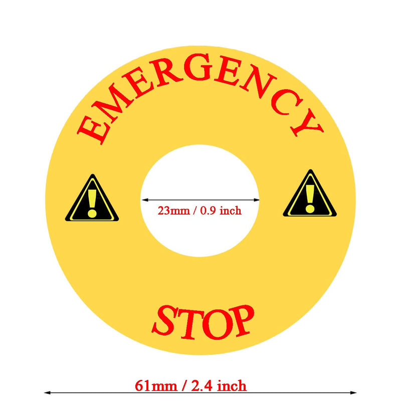 Emergency Stop Warning Sign Equipment Emergency Stop Label Sticker, Emergency Stop Button Cover Signs Decals Stickers Caution Safety Warning Sign (10 Pcs)