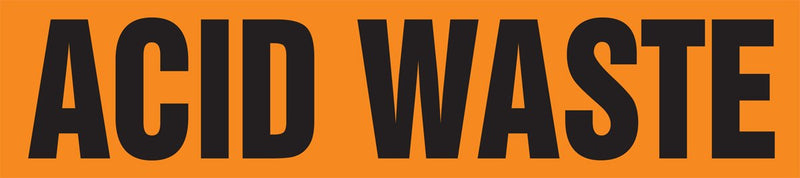 Accuform RPK115SSA Self-Stick "Acid Waste" Pipe Marker for 3/4" to 1-1/4" OD Pipe, Black on Orange, 1" H x 8" W