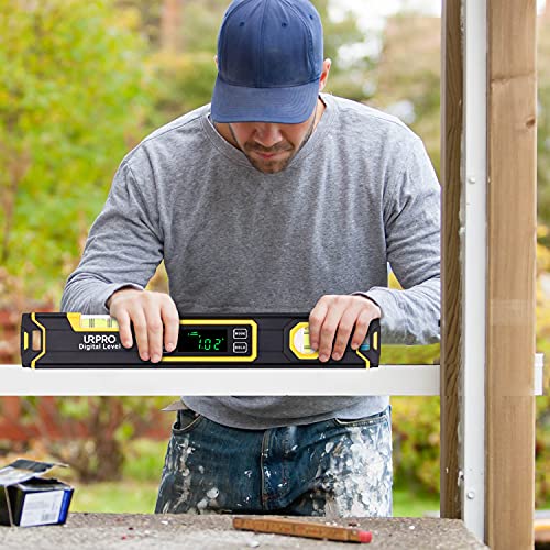 Inclinometer, Digital Torpedo Level and Protractor Neodymium V-Groove Magnets Bright LCD Display Smart Level IP54 Dust/Waterproof